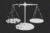 Illustration: Light gray scales of justice dissolve from left to right on a dark gray background.