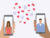 Illustration: Two different hands hold up opposite online dating profiles. In the negative space between the hands are illustrated hearts but also illustrated STI viruses: syphilis, gonorrhea, and chlamydia. The composition is on a pale lavender background.