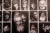 Close-up of black and white portrait photos of unhoused people in various expressions.