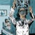 A female doctor looks at an X-Ray. Her face is opened to reveal that she is a robot. A patient lies in a hosptail bed in the background. Colors are shades of teal blue, black and white.